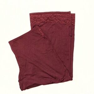 DKNY Capri Lace Trim Pajama Pants - Deep Burgundy/Plum - Large